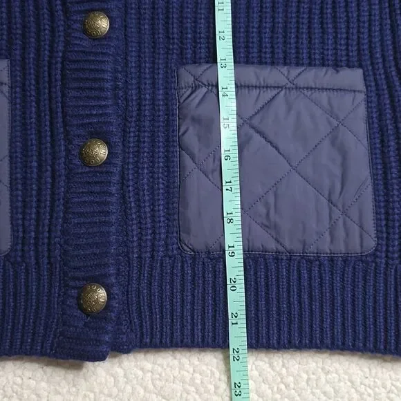 Boden Short Quilted Knitted Jacket Navy Wool Blend US 8 NWT - Picture 6 of 11